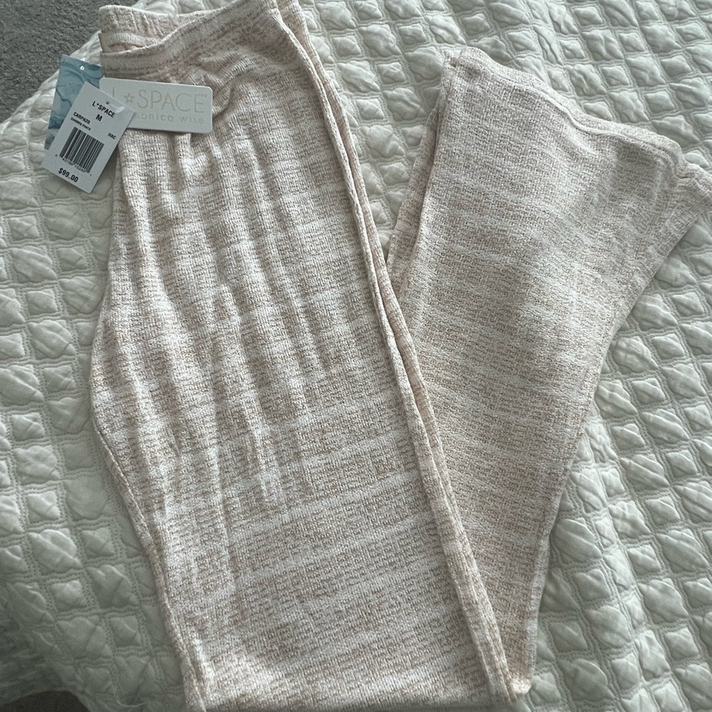 l*space Neutral Knit Swim Coverup Pants in Light Beige
